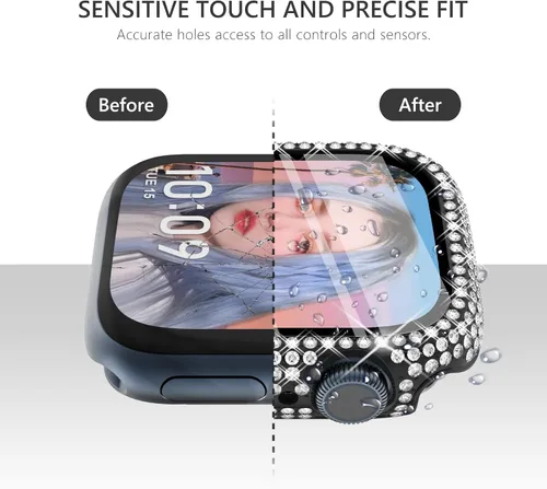 Vista 4 de CHANCHY Paquete de 4 fundas compatibles con Apple Watch de 1.496 pulgadas con protector de pantalla, 200 carcasas brillantes de cristal