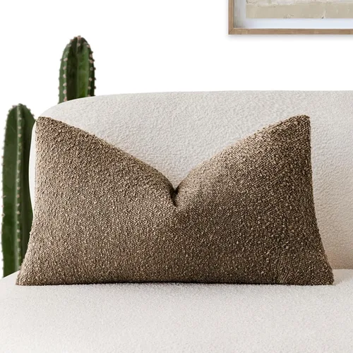 Vista 10 de Foindtower Fundas de almohada decorativas con textura de boucle, fundas de almohada sólidas, neutrales, suaves y acogedoras para silla, sofá