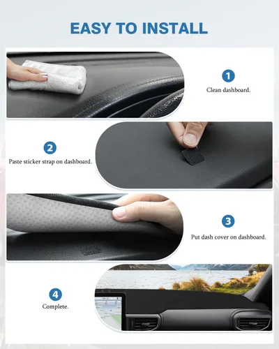 Vista 6 de FIILINES - Cubierta para tablero de malla antideslizante, parasol sin reflejos, accesorios para tablero compatibles con Ford Explorer 2020-2025
