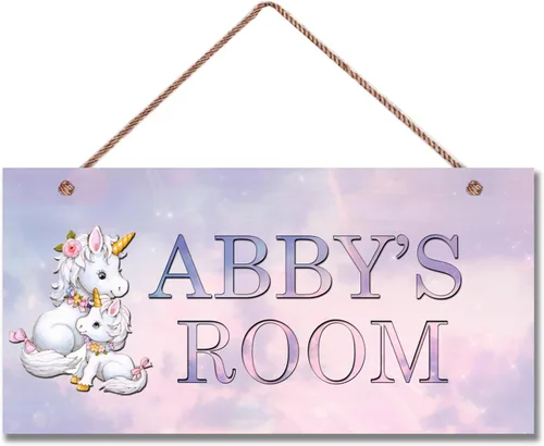 Vista 9 de Letrero personalizado, letrero mágico de unicornio, unicornio arcoíris para habitación de niños, decoración de pared con nombre personalizado