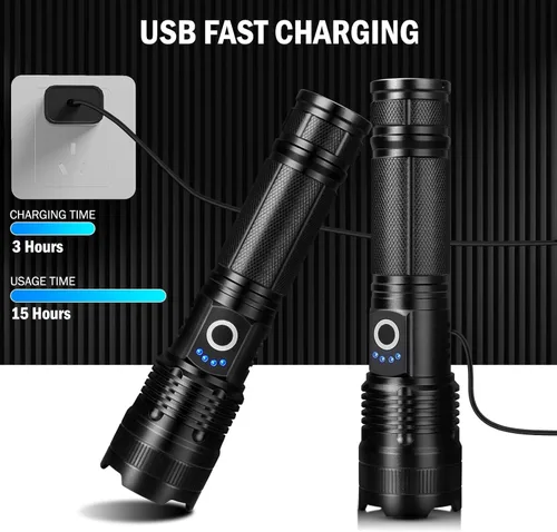 Vista 3 de Lylting Linternas Recargables Altos Lúmenes, 4 Pack 99,000 Lúmenes Linternas LED con Batería de 5000mAh, Linternas Multifuncionales Impermeables