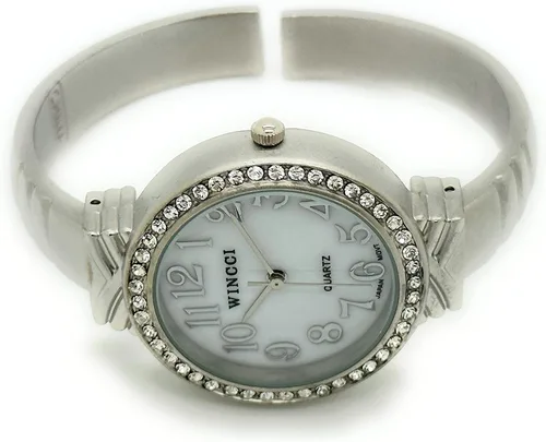 Vista 3 de Reloj analógico de cuarzo con esfera de nácar para mujer, con diamantes de imitación