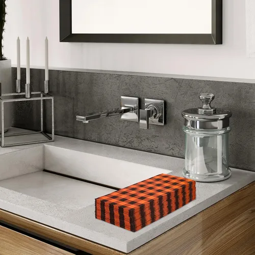 Vista 6 de AnyDesign Servilletas desechables de 100 hojas de Halloween para invitados de Halloween, servilletas de papel a cuadros naranja y negro, servilletas