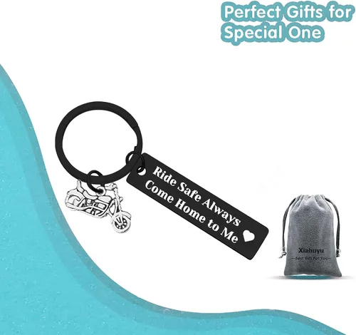 Vista 7 de Llavero de motociclista para conducir, seguro para montar con seguridad, siempre viene a casa, llavero de motocicleta, regalos para marido, novio