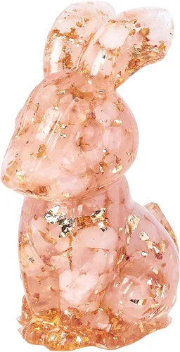 Vista 10 de Rockcloud Estatua de conejo hecha a mano de resina de cristal de amatista, estatua de piedra de cristal, escultura para decoración de oficina