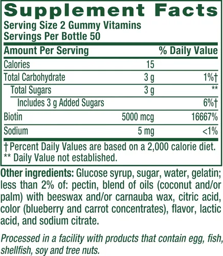 Vista 2 de vitafusion Vitaminas gomosas de biotina extra fuertes, sabor a bayas, 5,000 mcg de vitaminas de biotina, marca de vitaminas gomosas número 1