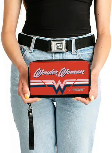 Vista 3 de Buckle-Down Cartera rectangular con cremallera de poliuretano para mujer, mujer maravilla, 7.5 x 4.5 pulgadas, Mujer Maravilla, Buckle-down Pu