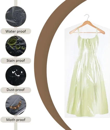Vista 3 de 10 bolsas de ropa de 23.6 x 47.2 in, bolsas de plástico para ropa, bolsas de plástico transparente para colgar ropa, fundas para ropa