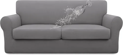 Vista 72 de Easy-Going Funda de sofá 100% impermeable doble de 3 piezas, elástica, suave, para perros, para sofá de 2 cojines separados, protector de muebles a