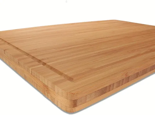 Vista 4 de BambooMN Tabla de cortar de bambú resistente de alta calidad, 17.25 x 11.75 x 0.75 pulgadas, ranurada/plana con combo de cuchillo de chef