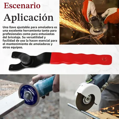 Vista 7 de Paquete de 2 llaves inglesas universales ajustables para amoladora angular, llave inglesa para amoladora (rojo)