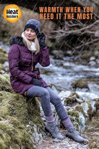 Vista 5 de HEAT HOLDERS Gorro de invierno con pompones de piel para mujer