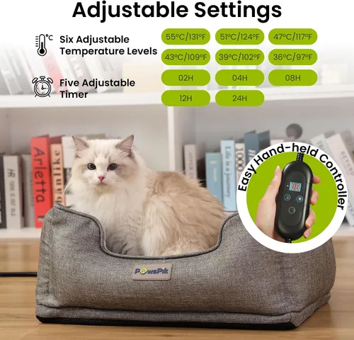 Vista 4 de PAWSPIK Cama térmica para gatos, cama térmica para perros en interiores, calentador eléctrico de cama para mascotas para gatos y perros (gris ceniza)