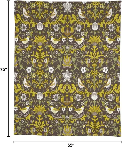 Vista 33 de Mantel Floral Retro de Pájaros, Diseño Original Bohemio William Morris Estampado Cubierta de Mesa para Hogar Picnic Fiesta Comedor Cocina William