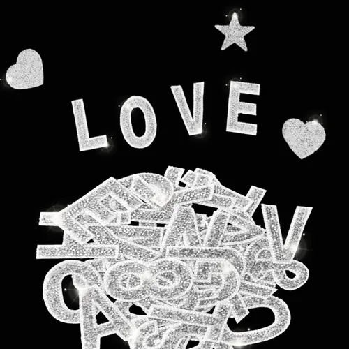 Vista 5 de 47 calcomanías de letras y números con diamantes de imitación, grandes, autoadhesivas, calcomanías de corazón con purpurina de cristal para ropa