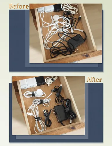 Vista 3 de Kanemc Paquete de 20 bridas de silicona para cables, organizador de cables
