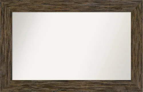 Vista 60 de Amanti Art Espejo personalizado, espejo de baño marrón Fencepost, espejo de pared o espejo de tocador de baño sobre el fregadero (27 x 27 pulgadas)