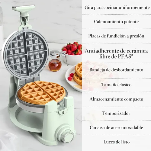 Vista 9 de Martha Stewart Máquina de gofres giratoria, placas antiadherentes