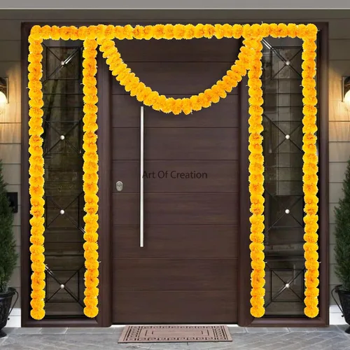 Vista 6 de Art of Creation 20 guirnaldas de caléndula de 5 pies de flores indio americano, decoración de manto, guirnalda de boda, decoración de flores Diwali