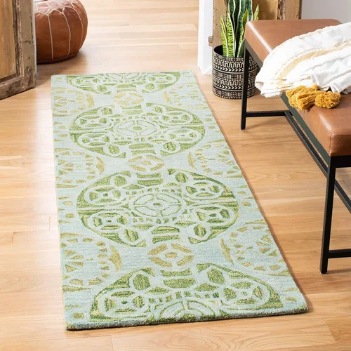 Vista 36 de SAFAVIEH Wyndham Collection - Alfombra decorativa de 2 x 3 pies, beige y azul, hecha a mano, lana moderna, ideal para zonas de alto tráfico