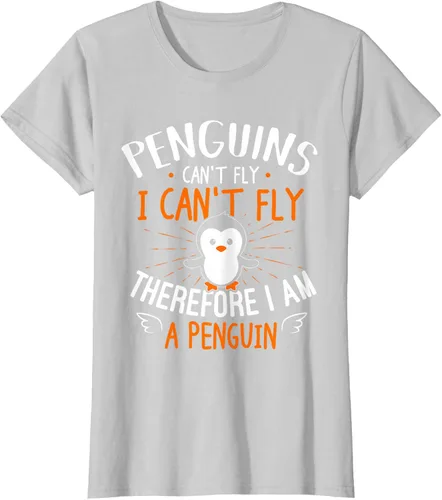 Vista 27 de Penguins Can't Fly Shirt - Camiseta de regalo para amantes de los pingüinos, Azul Azul Marino