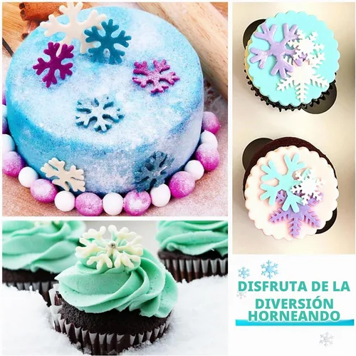 Vista 7 de Molde de silicona para fondant con temática navideña 3D, moldes para tartas de azúcar de copo de nieve, molde de decoración de pastel de chocolate