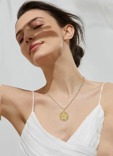 Vista 4 de CELESTIA Colgante de plata de ley 925, anillos de tetragrammaton, collar masónico, joyería de pentagrama para mujeres y hombres