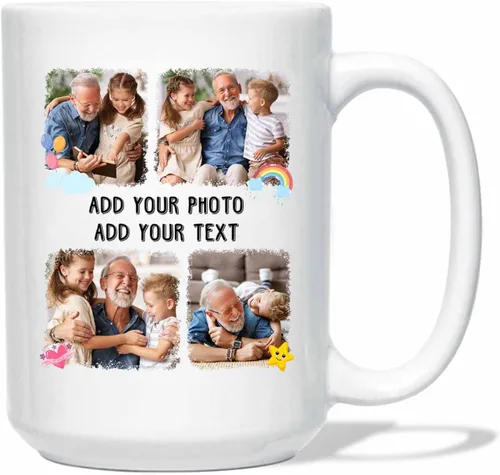 Vista 11 de Taza de regalo para abuelo, taza de café blanca con foto personalizada para nietos, regalo para el día del padre, papá, abuelo, abuelo, taza de café