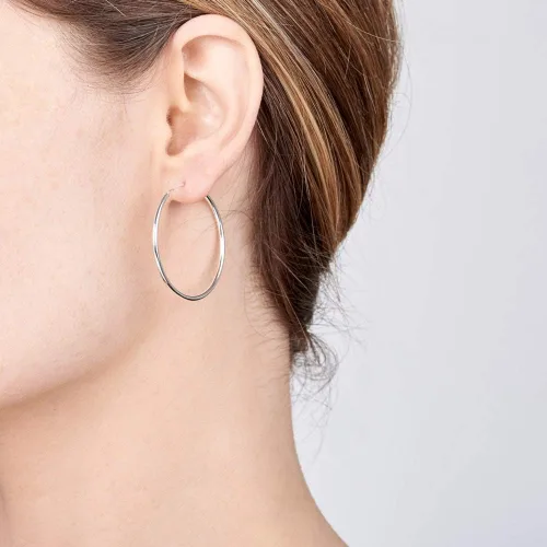 Vista 16 de Amberta® Aretes de plata de ley 925 con círculos finos y sin fin. Tamaño del diámetro: 20 30 40 60 2.953 in