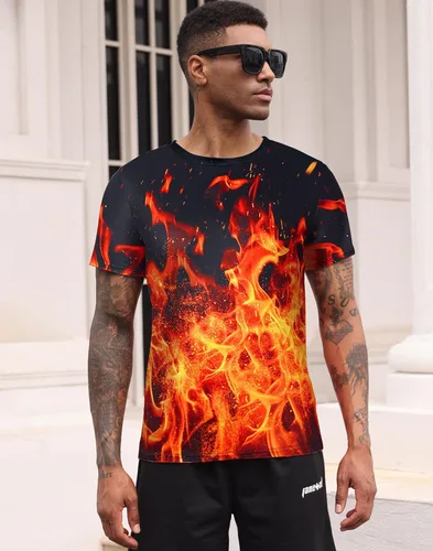 Vista 2 de RAISEVERN Camisetas de verano unisex con cuello redondo y manga corta con estampado gráfico divertido