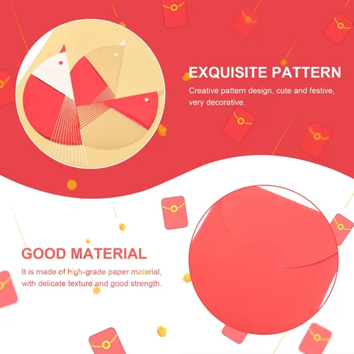 Vista 3 de ABOOFAN Sobres rojos de año nuevo chino: 12 unidades 2023 Año del conejo Paquete rojo Lucky Money Pockets Hong Bao Gift Money Sobres Feng Shui