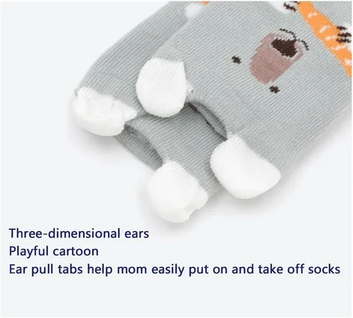 Vista 6 de Calcetines antideslizantes con orejas de conejo para bebés, niños y niñas, calcetines de regalo de algodón, 10 pares