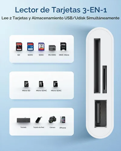 Vista 3 de Estación de acoplamiento USB-C para MacBook Pro/Air, Dual HDMI, USB-C Dock con 10Gbps, PD3.0, RJ45, 2xUSB 3.0, 2xUSB 2.0, SD/TF, Audio