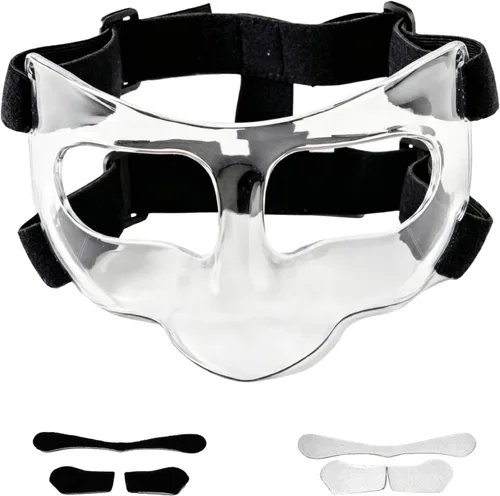 Vista 8 de Protector de nariz para nariz rota, béisbol, sóftbol, baloncesto, máscara facial ajustable con acolchado protector de nariz que protege la nariz