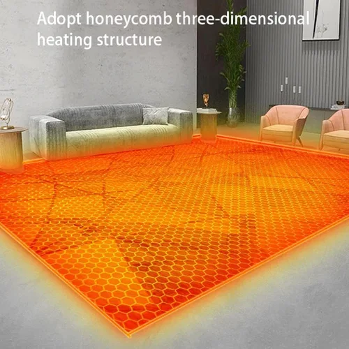 Vista 5 de Retro Heated Floor Mat Adjustable Heated Area Rug 12h Timer Heated Carpet Heated Carpet Electric Heated Floor for Home (E 140x200cm)