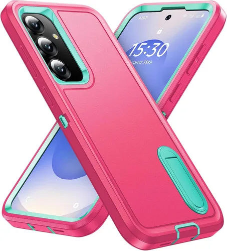 Vista 32 de BaHaHoues Funda protectora de grado militar para Samsung Galaxy S25 Plus con soporte integrado, a prueba de golpes y caídas (morado noche/rosa bebé)