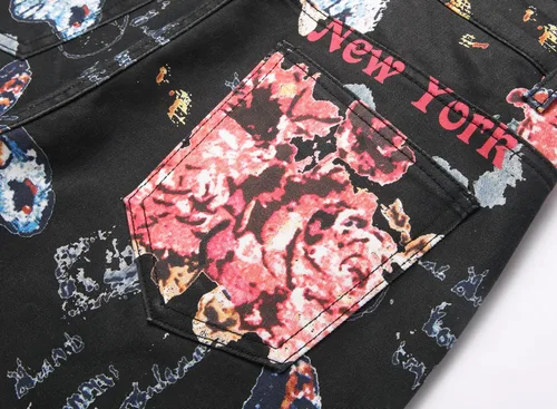 Vista 180 de Enrica Pantalones vaqueros estampados casuales para hombre