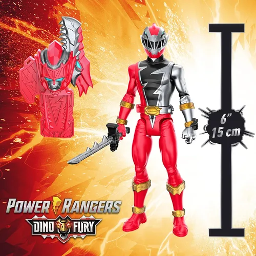 Vista 4 de Power Rangers Dino Fury 5 Team Multipack de figuras de acción de 6 pulgadas con llaves y accesorios de arma de sable Chromafury (exclusivo de Amazon)