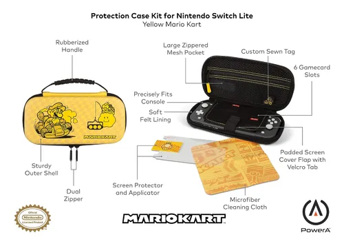 Vista 2 de PowerA Protection Kit for Nintendo Switch Lite - Yellow Mario Kart