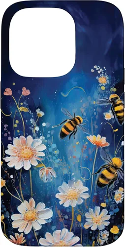 Vista 17 de Bees and Wildflowers on Dark Blue Case for iPhone 17