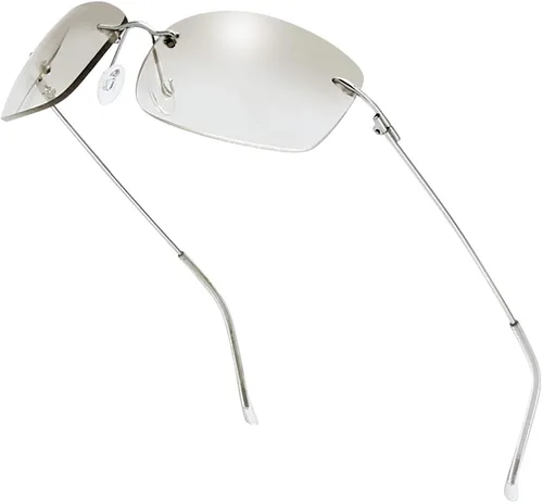 Vista 25 de The Fresh - Lentes de sol minimalistas pequeños rectangulares transparentes - Embalaje exquisito