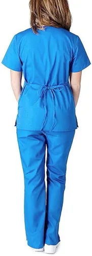 Vista 8 de Conjuntos de ropa quirúrgica para mujer, uniforme de enfermera, camiseta y pantalón deportivo, ropa de trabajo, elástico, de manga corta, cuello