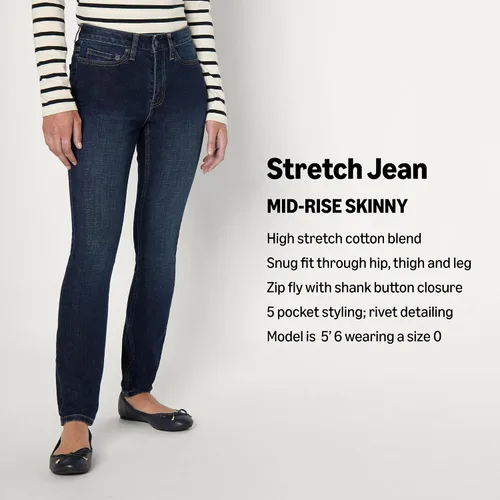 Vista 4 de Amazon Essentials - Jeans ajustados de tiro medio para mujer, altamente elásticos y versátiles