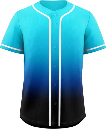 Vista 23 de KXK Camiseta de béisbol en blanco para hombre, camisas casuales con botones, manga corta, uniforme deportivo de equipo activo