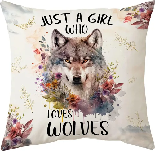 Vista 8 de Hyturtle Almohada personalizada de lobo (inserto incluido), regalos para hombres y mujeres para papá y esposo, regalos de cumpleaños para niños
