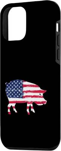 Vista 2 de iPhone 12 mini Pig Lovers American Flag 4th of July Patriotic Pig Farmer Case