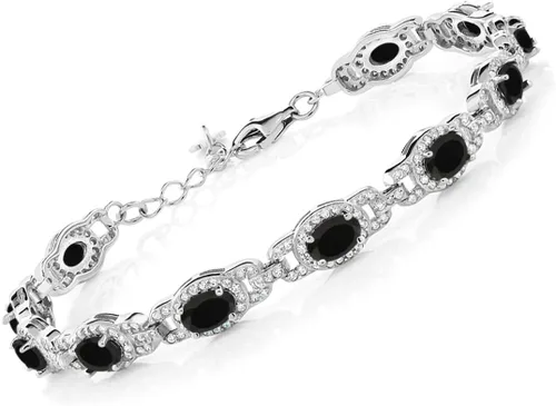 Vista 27 de Gem Stone King 7-14 Cttw Oval Gemstone Birthstone Tennis Bracelet For Women 925 Sterling Silver Oval 6X4MM 7 Inch With 1 Inch Extender Fine