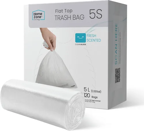 Vista 11 de Home Zone Living Paquete de 2 bolsas de basura de cocina de 5 galones con asas de cordón, diseño personalizado resistente para forros de reciclaje