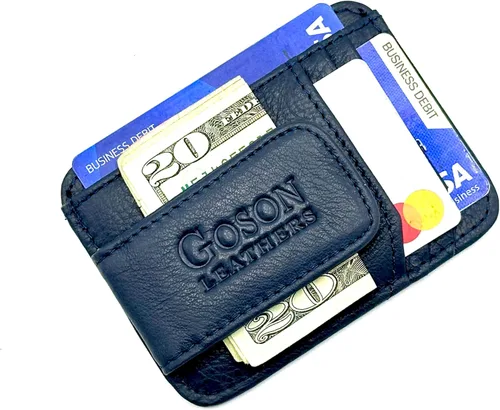 Vista 19 de Goson Cartera de cuero con clip para dinero para hombre, billetera de bolsillo frontal, tarjetero de crédito, cartera minimalista delgada
