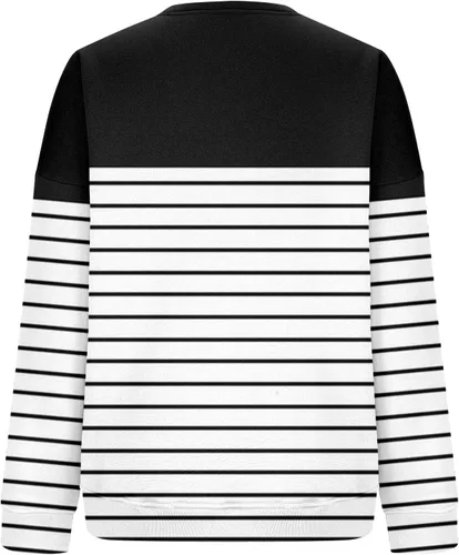 Vista 4 de Tuianres Fall Tops for Women 2023 Trendy Round Neck Loose Oversized Tees Casual Stripes Patchwork T-Shirt Pullover Tops